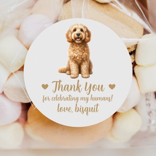 Sticker Rond Personnalisé Cockapoo Chien Mariage Favoriser Stic