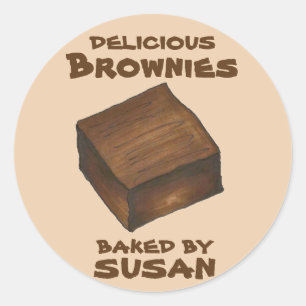 Sticker Rond Personnalisé Cuit Au Chocolat Brownie Carré