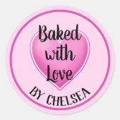 Sticker Rond Personnalisé Cuit avec Amour (Devant)