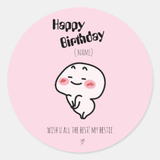 Sticker Rond Personnalisé Cute rougissant Anniversaire