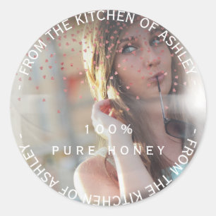 Sticker Rond Personnalisé De Cuisine Miel Photo Rose Buble