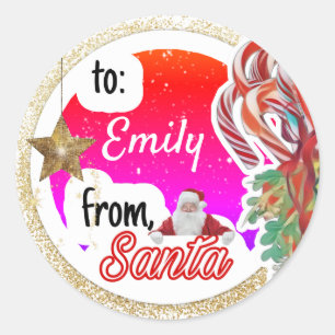 Sticker Rond Personnalisé de Noël en or arc-en-ciel de Père