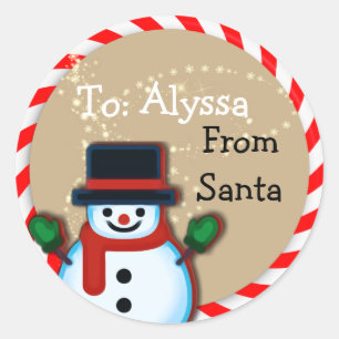 Sticker Rond Personnalisé de Père Noël Snowman Christmas Mat