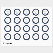 Sticker Rond Personnalisé Elegant Mariage bleu marine (Feuille)