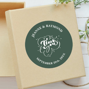 Sticker Rond Personnalisé Élégant Sage Vert Merci Mariage Faveu