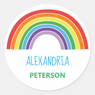 Sticker Rond Personnalisé Enfants Arc-en-ciel coloré