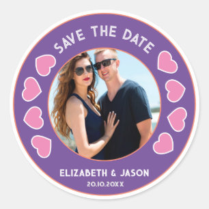 Sticker Rond Personnalisé Enregistrer La Photo Date Couple Pers