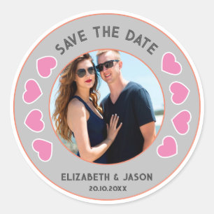 Sticker Rond Personnalisé Enregistrer La Photo Date Couple Pers