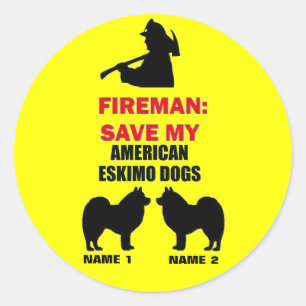 Sticker Rond Personnalisé Enregistrer Mes Chiens Ésquimaux Amér