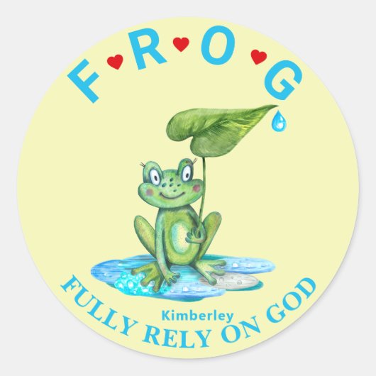 Sticker Rond Personnalisé entièrement confiance sur Dieu Frog C (Devant)
