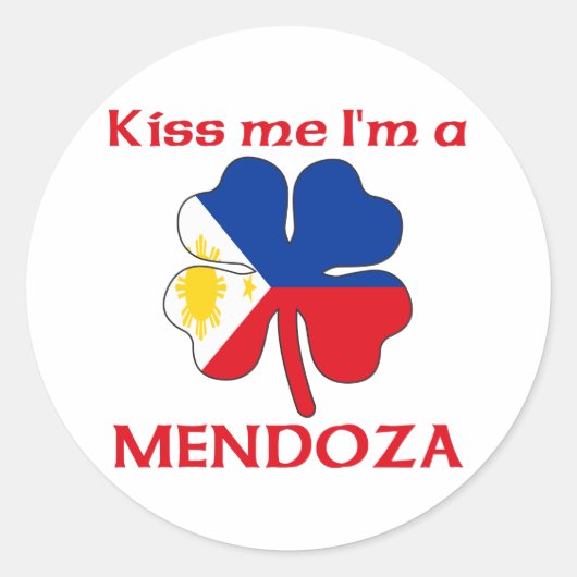 Sticker Rond Personnalisé Filipino Kiss Me Je suis Mendoza (Devant)