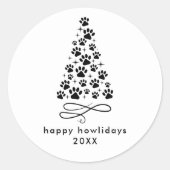 Sticker Rond Personnalisé Funny Chien Noël Joyeux Howildays (Devant)