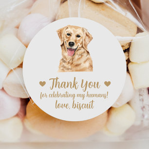 Sticker Rond Personnalisé Golden Retriever Chien Mariage Favori