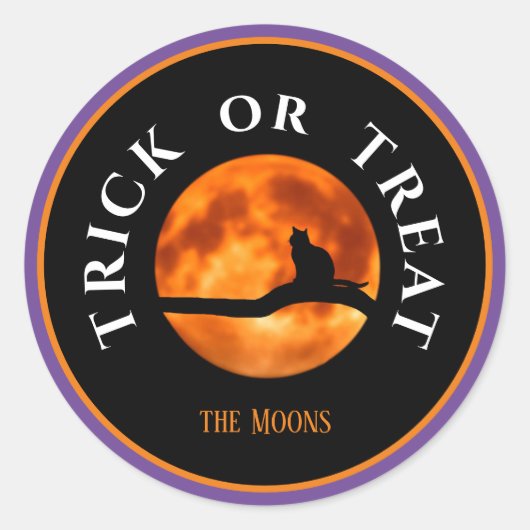 Sticker Rond Personnalisé, Halloween Trick ou traiter avec la l (Devant)