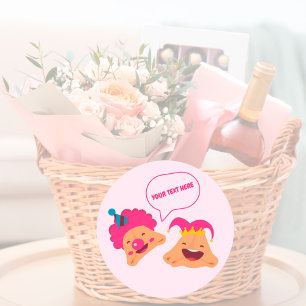 Sticker Rond Personnalisé Happy Purim Cute Hamentashen