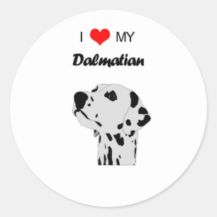 Sticker Rond Personnalisé J'Aime Mon Coeur De Chien Dalmate