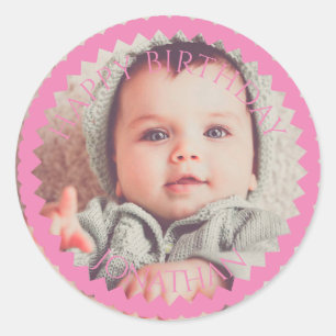 Sticker Rond Personnalisé Joyeux Anniversaire ajoutez votre nom