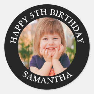 Sticker Rond Personnalisé Joyeux Anniversaire Nom photo Age