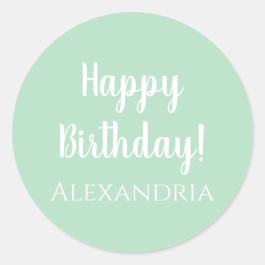 Sticker Rond Personnalisé Joyeux Anniversaire Pastel Green (Devant)