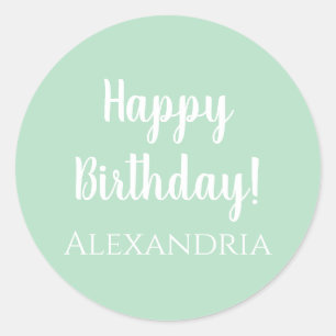 Sticker Rond Personnalisé Joyeux Anniversaire Pastel Green