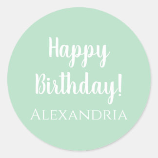 Sticker Rond Personnalisé Joyeux Anniversaire Pastel Green