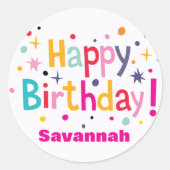 Sticker Rond Personnalisé Joyeux Anniversaire Rétro (Devant)