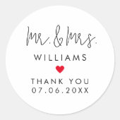 Sticker Rond Personnalisé M. Mme Mariage Invité Faveurs Merci (Devant)