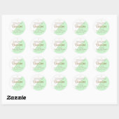 Sticker Rond Personnalisé menthe vert Bébé garçon baptême merci (Feuille)