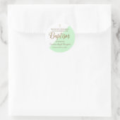 Sticker Rond Personnalisé menthe vert Bébé garçon baptême merci (Sac)