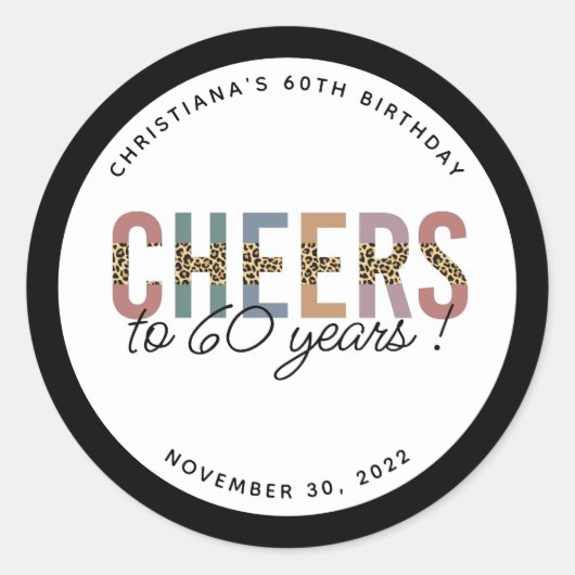 Sticker Rond Personnalisé Moderne 60e anniversaire Empreinte de (Devant)