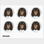 Sticker Rond Personnalisé noir et Tan Cavalier Spaniel (Feuille)