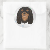 Sticker Rond Personnalisé noir et Tan Cavalier Spaniel (Sac)
