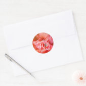 Sticker Rond Personnalisé Nom 40e anniversaire Orange rose Flow (Enveloppe)