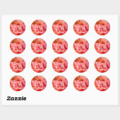 Sticker Rond Personnalisé Nom 70e anniversaire Pink Orange Flow (Feuille)