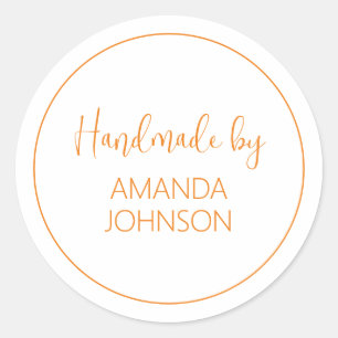 Sticker Rond Personnalisé Orange Fait À La Main Par