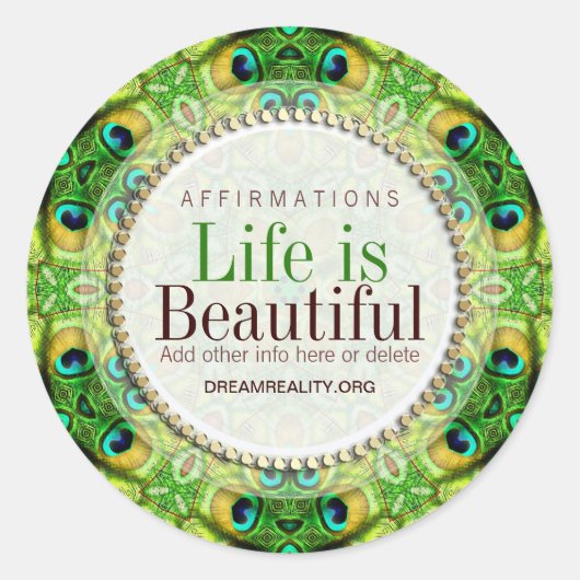 Sticker rond personnalisé Peacock Géométrie verte  (Devant)