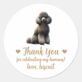 Sticker Rond Personnalisé Poodle Chien Mariage Favoriser Sticke (Devant)