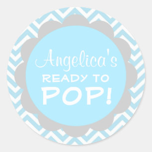 Sticker Rond Personnalisé prêt à pop Baby shower Blue Boy