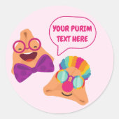 Sticker Rond Personnalisé Purim Hamentashen (Devant)