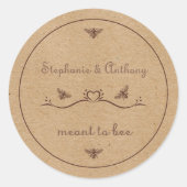 Sticker Rond Personnalisé Rustique Mariage d'Abeille Meant to B (Devant)