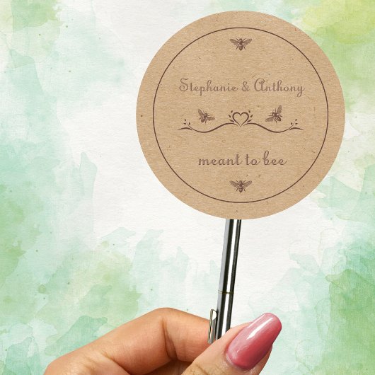Sticker Rond Personnalisé Rustique Mariage d'Abeille Meant to B