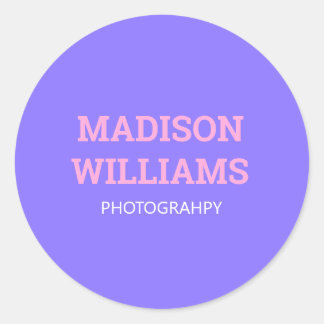 Sticker Rond Personnalisé Simple Gras Couleur Bleu Rose