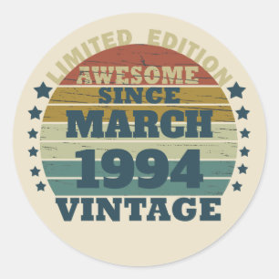 Sticker Rond Personnalisé Trente vintage 30e anniversaire