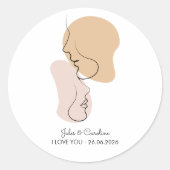 Sticker Rond Personnalisé, Une Ligne, Amour, Boho, Arabe (Devant)