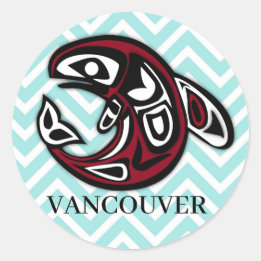 Sticker Rond Personnalisé Vancouver Amérindien Orca Killer Whal