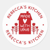 Sticker Rond Personnalisée Maison faite avec amour (Devant)
