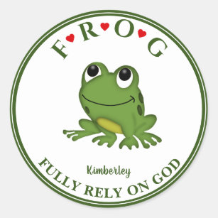 Sticker Rond Personnalisée Pleinement confiance sur Dieu Frog