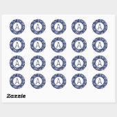 Sticker Rond Personnaliser Blue Denim Paisley (Feuille)