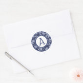 Sticker Rond Personnaliser Blue Denim Paisley (Enveloppe)
