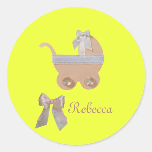 Sticker Rond Personnaliser Bright peach couleur bébé chariot (Devant)